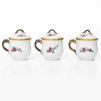 Royal Copenhagen, six cream cups, "Sachsisk Blomst", Denmark, 1889 - 1922.