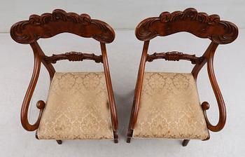 KARMSTOLAR, 1 par, Karl-Johan, 1800-talets mitt.