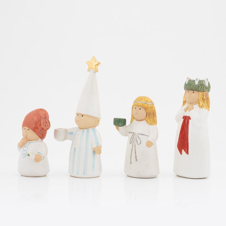 Lisa Larson, four stoneware Lucia figurines, K-studion, Gustavsberg.