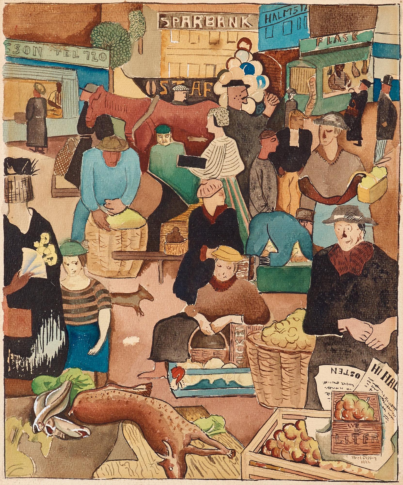 Axel Olson, Torghandel, Halmstad.