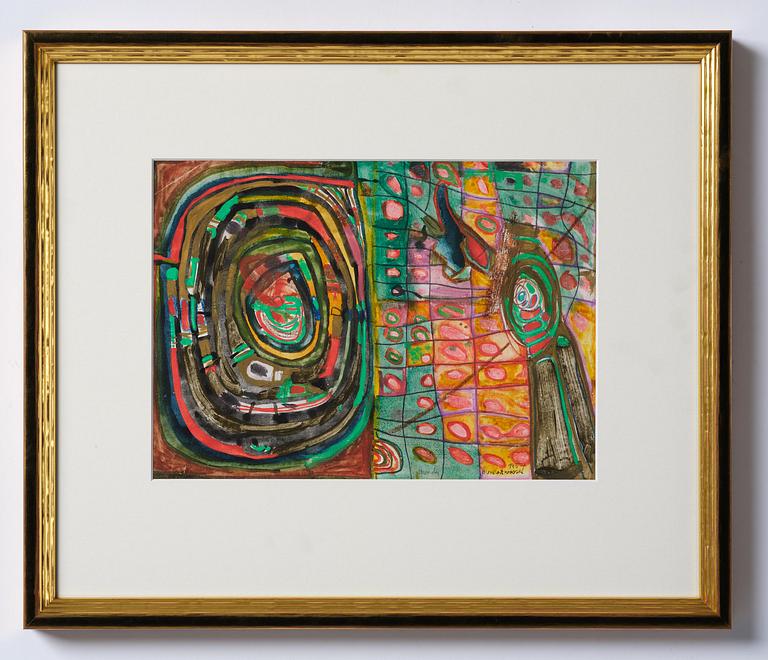 Friedensreich Hundertwasser, "Spirale und Karos",.