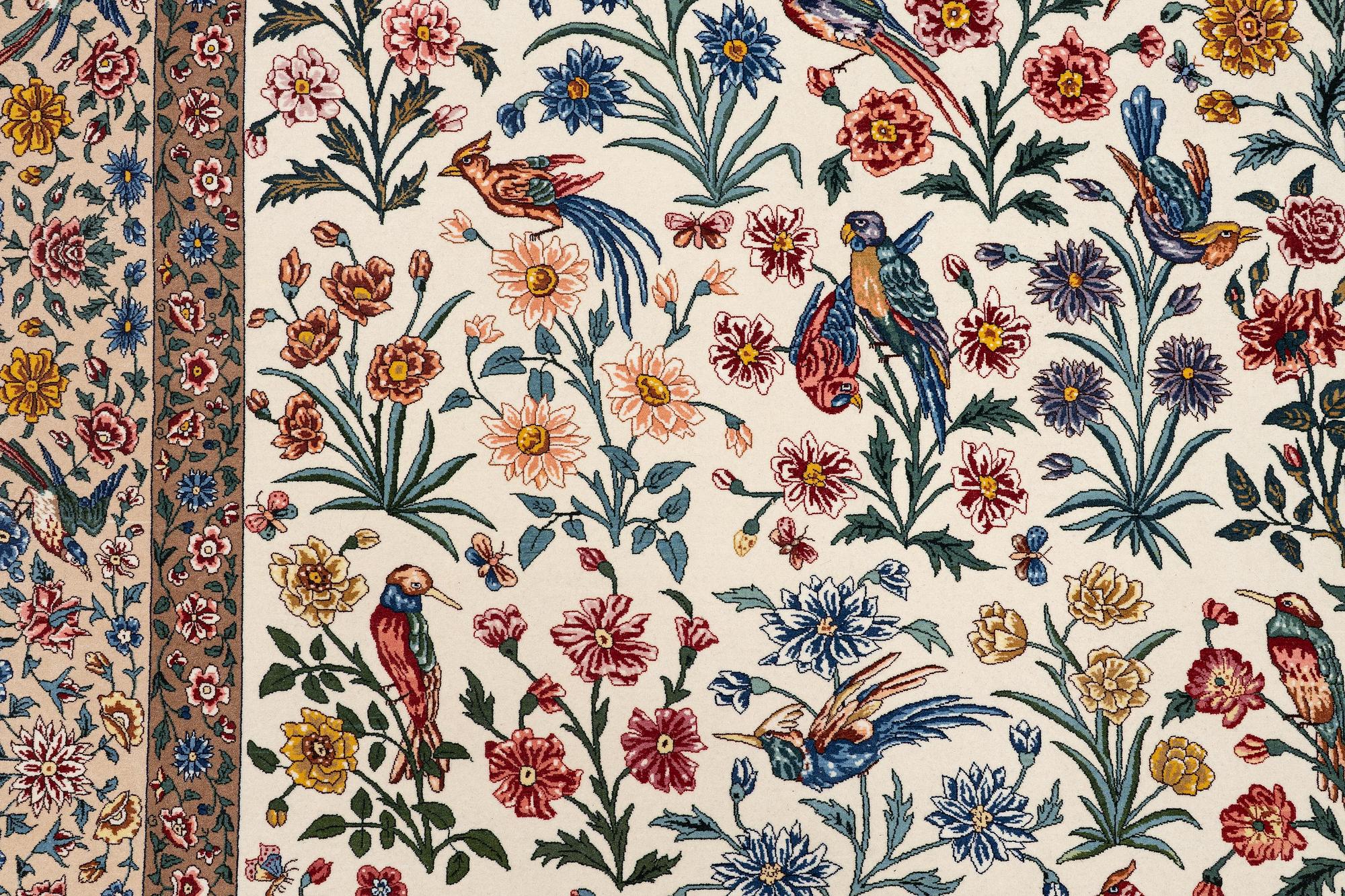 A, 'Golo Bolbol' rug, Isfahan, signed (Mahmoud and Mohammad Reza) Seirafian, c. 230 x 147 cm.