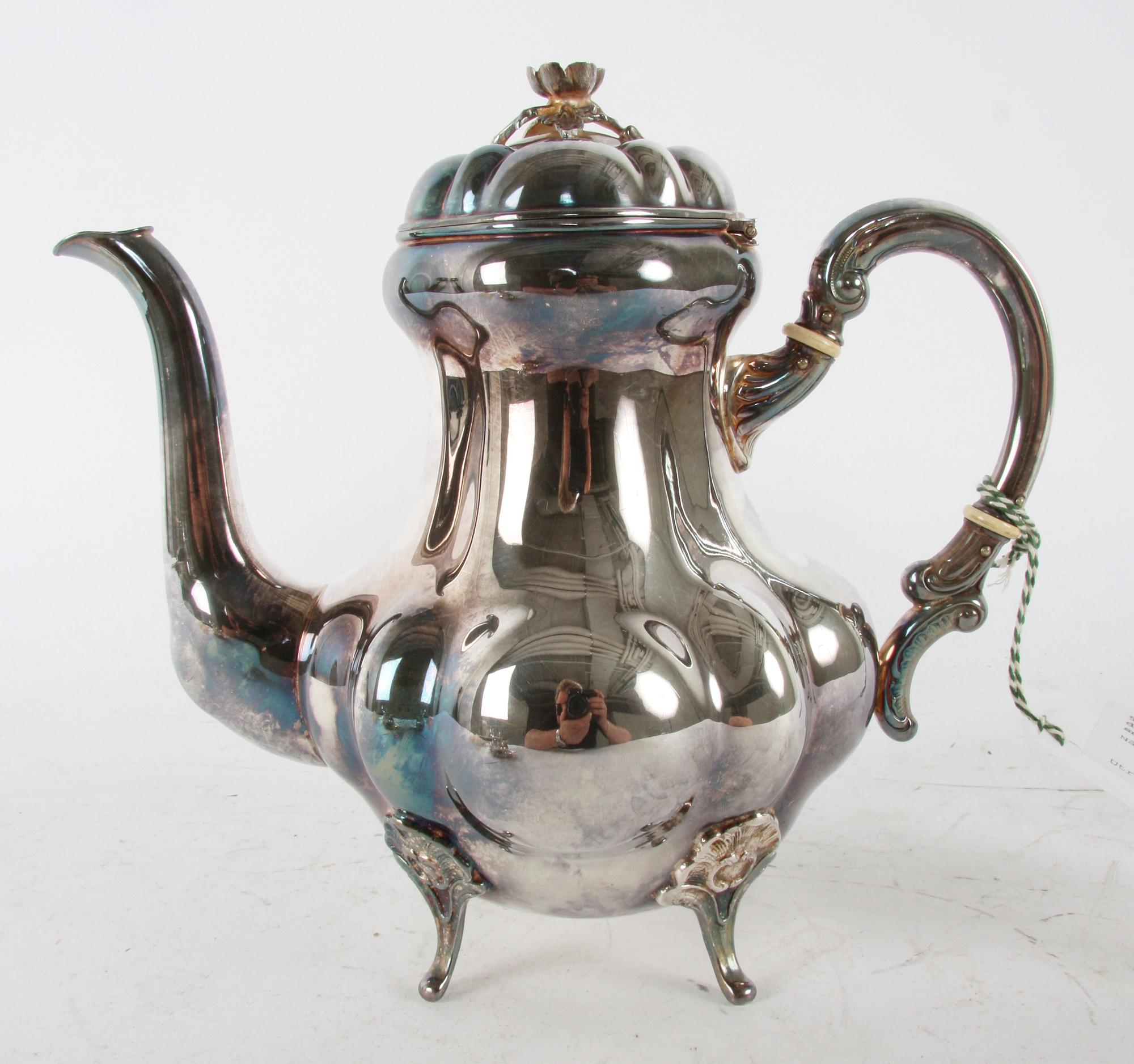 KAFFESERVISDELAR, 10 delar, silver, rokokostil, div smeder.