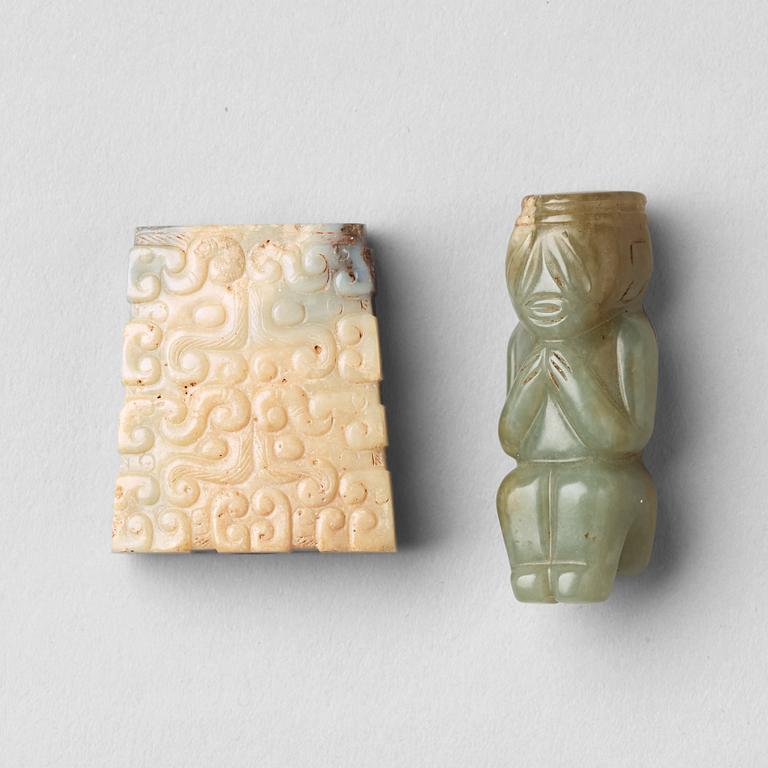 A Chinese nephrite figure and pendant.