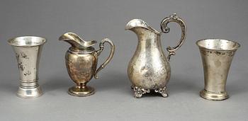 PARTI SILVER, 9 delar, 1800-1900-tal. Svenska, italienska och ryska stämplar. Vikt 709 gr.