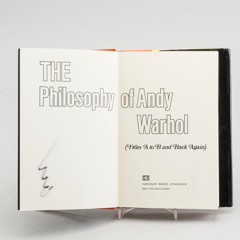 BOOK, "The Philosophy of Andy Warhol (from A to B & back again)", 1975, first edistion, signed.