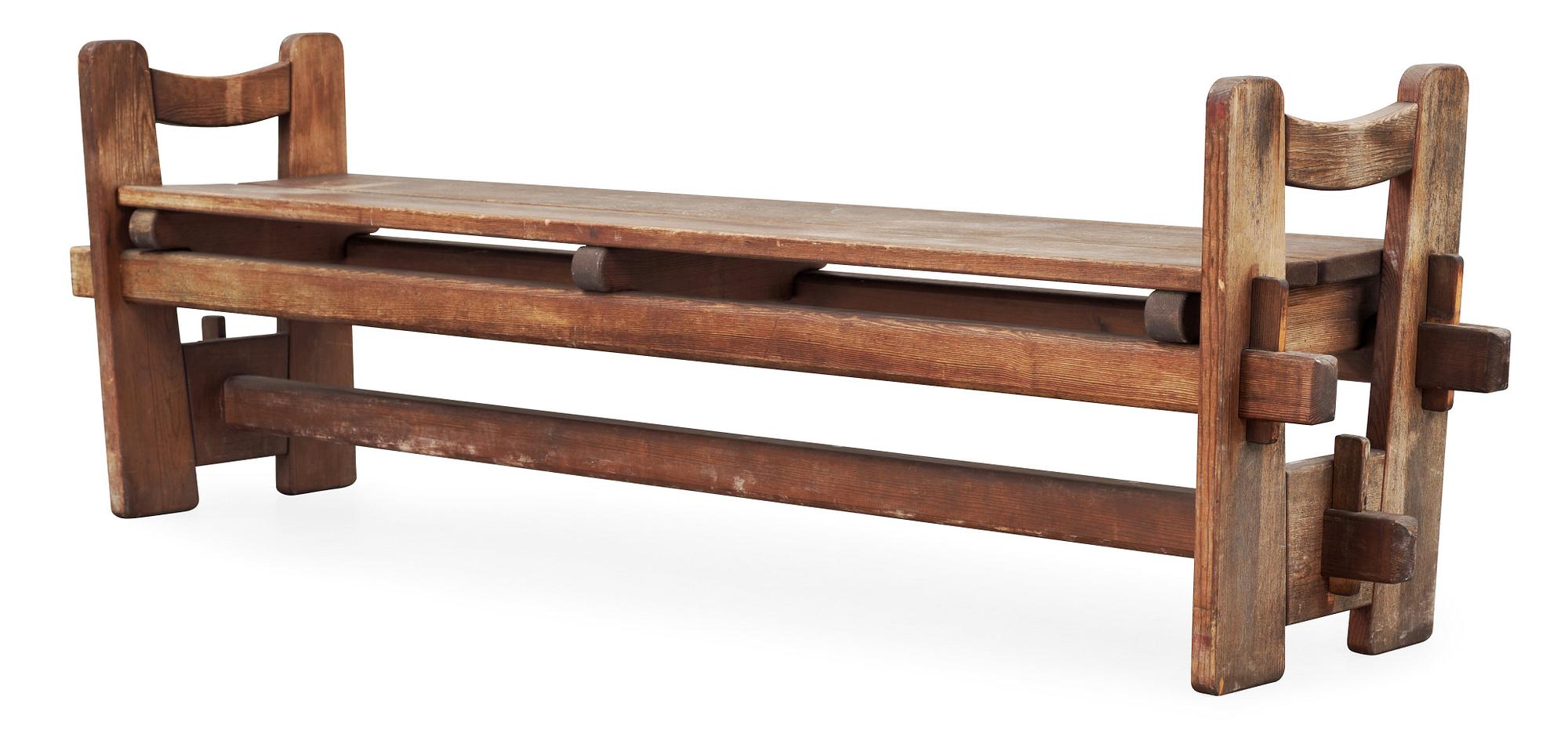 An Axel Einar Hjorth stained pine bench 'Skoga', Nordiska Kompaniet, 1933.