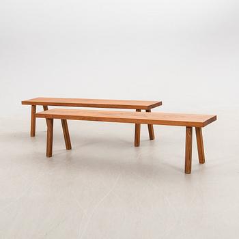 Benches, a pair, late 20th century.