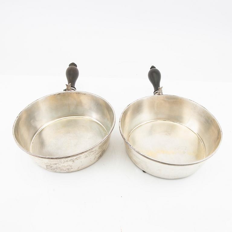 A Swedish 20th century set of two silver dishes and cover mark of B Erlandsson Kristianstad 1911 weight 1822 grams.