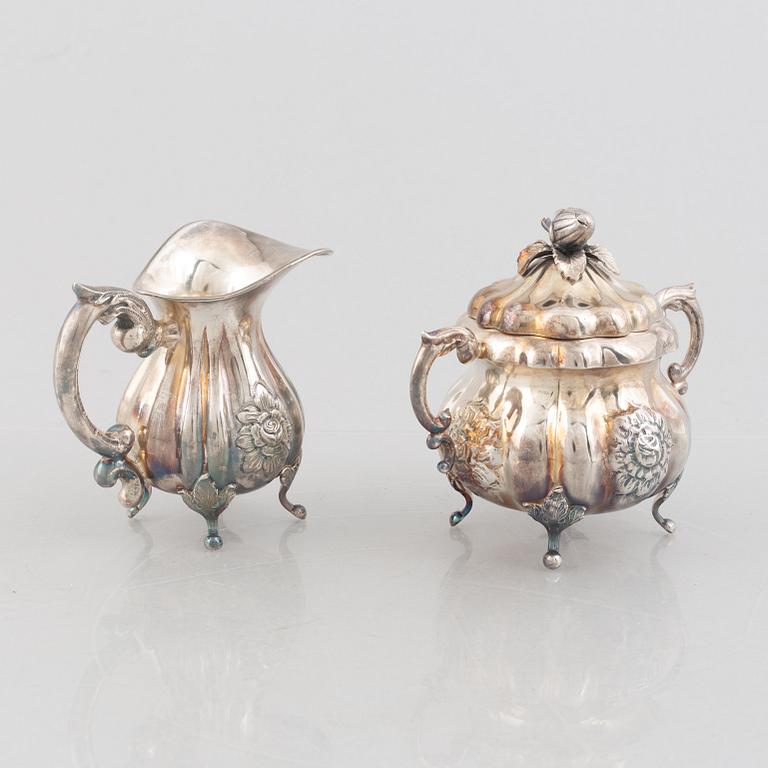 An Austrian silver coffee pot, tea pot, cream jug and sugar bowl, Vienna 1826.