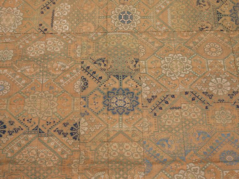 A patchwork blanket with Japanese silk brocade, Meiji period (1868-1912).