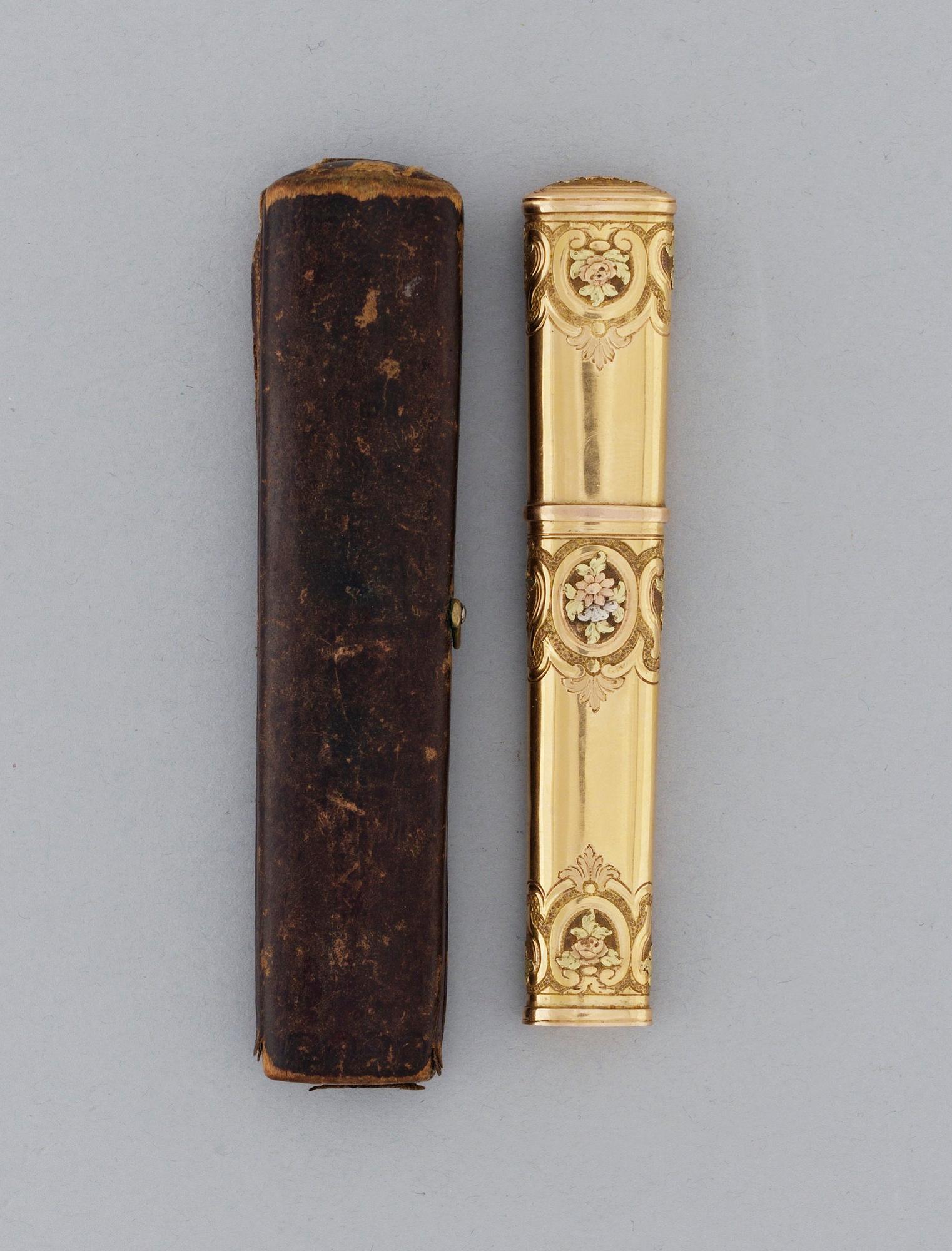 NÅLHUS, guld 18k, en quatre couleurs, av Hans Henrik Wihlborg, Stockholm 1789.