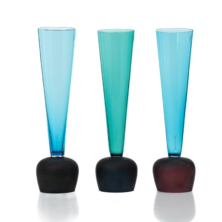 Venini, pokaler, 3 st, "Desdy", Murano, Italien, 1995.