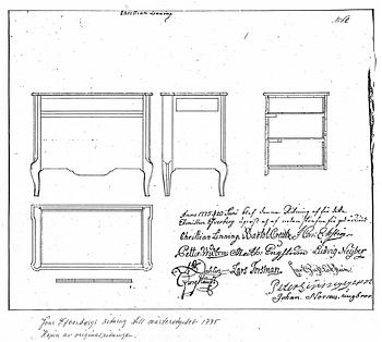 JÖNS EFVERBERGS MÄSTERSTYCKE, Stockholm 1775, byrå, gustaviansk.
