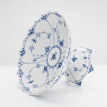 A porcelain centerpiece bowl, full lace 'Musselmalet', Royal Copenhagen, Denmark, 1969-1974.