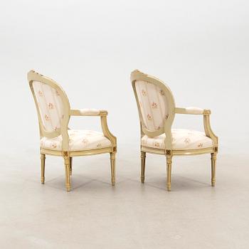 Armchairs in Gustavian style, first half of the 20th century.