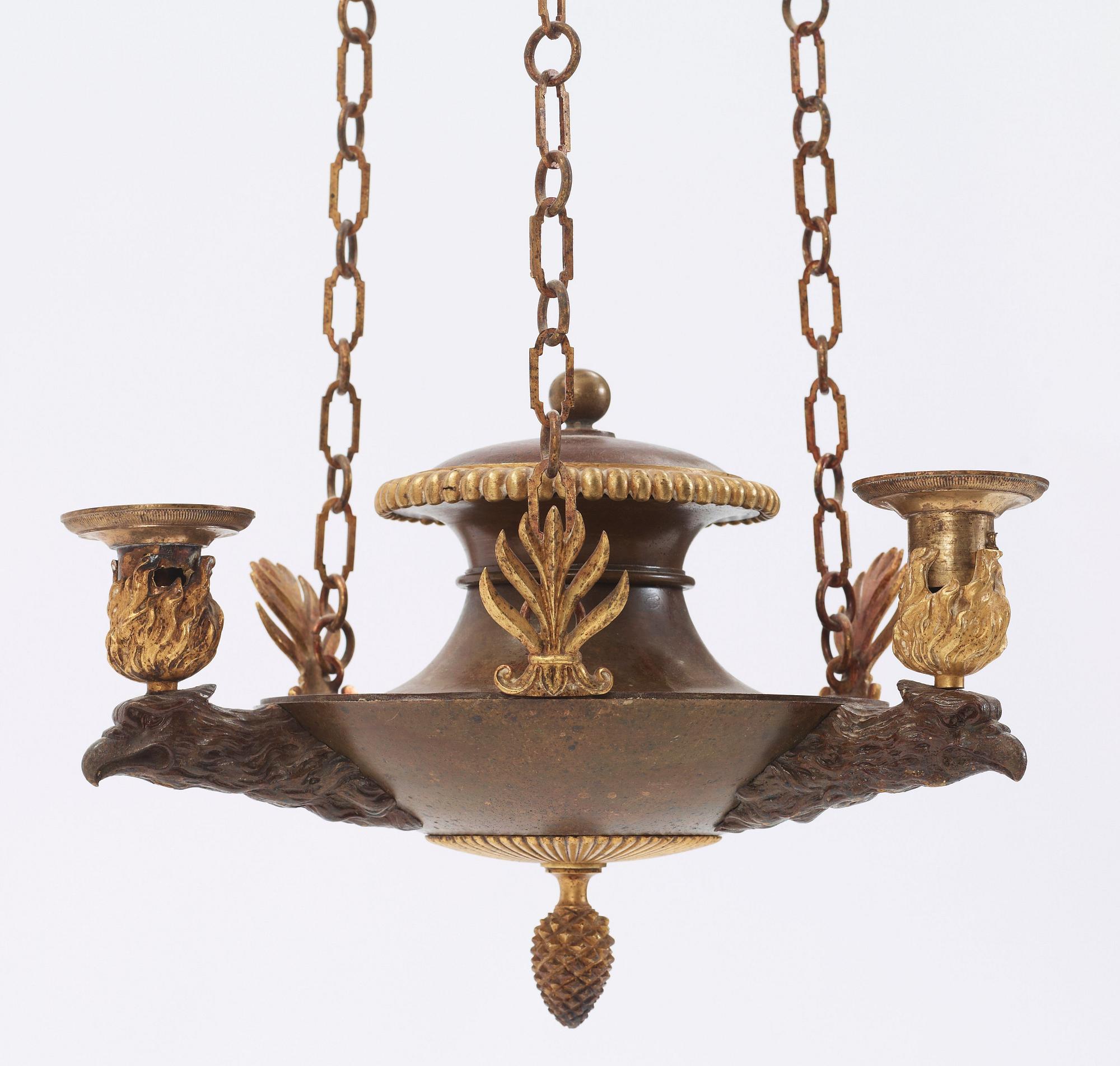 AMPEL, för tre ljus. Sverige, 1800-talets början. Empire.