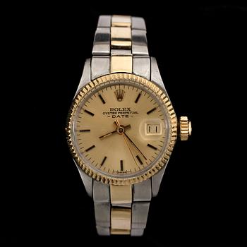 ARMBANDSUR, dam, Rolex, Oyster Perpetual, Date, ref 6519, automatisk, stål och guld. 1960-tal.