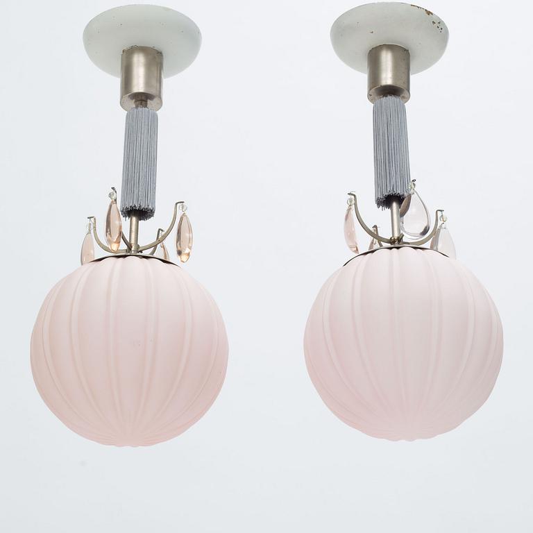 Harald Notini, a pair of ceiling lamps model "10436", Arvid Böhlmarks Lampvarufabrik, 1930s.