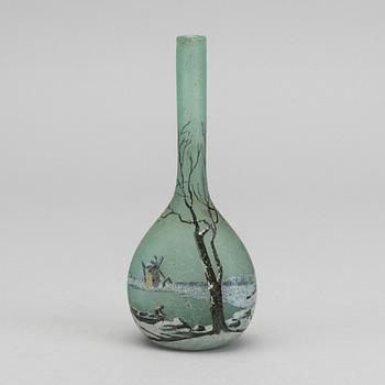 ANDRÉ DELATTE, vas signerad syraetsat glas Art Nouveau tidigt 1900-tal.