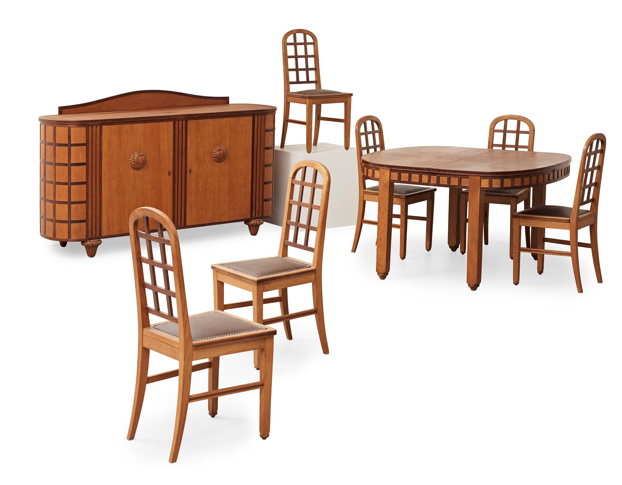 A Maurice Dufrene dining room suite, Paris, France 1921.
