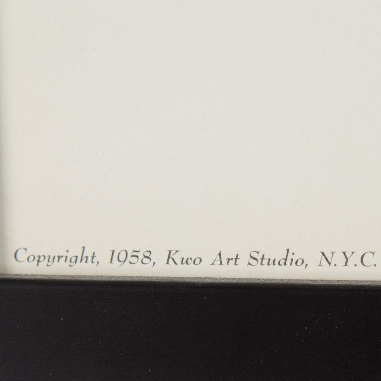 DA WEI (David) KWO (1919-2003), print, signerat. Tryckt hos KWO Art Studio, New York 1958.