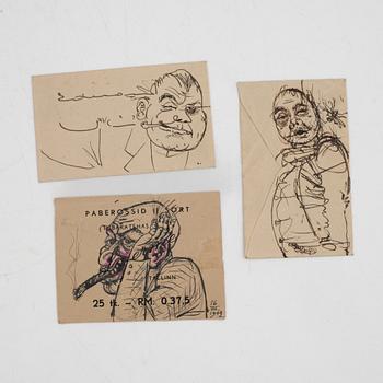 Eduard Wiiralt, 3 caricatures.