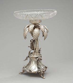 A German silver and glass centrepiece, ca 1890.