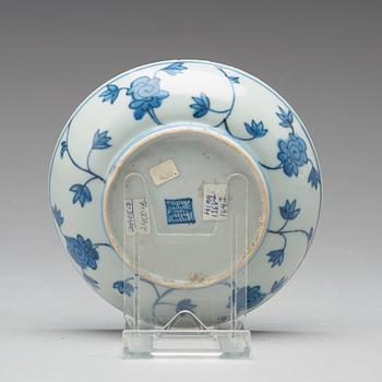 A set of 10 (9+1) blue and white dishes, Ming dynasty, Tianqi/Chongzhen.