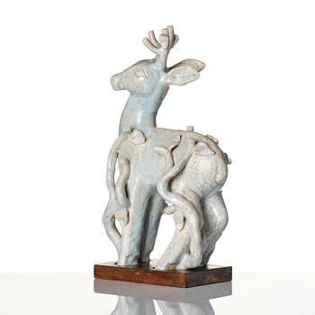 Stig Lindberg, a stoneware sculpture of a deer, Gustavsberg studio, Sweden 1940's.