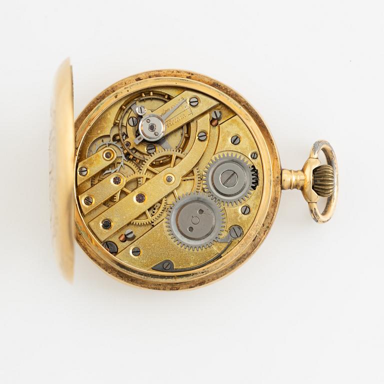 Pocket watch, 18K gold, 33,5 mm.