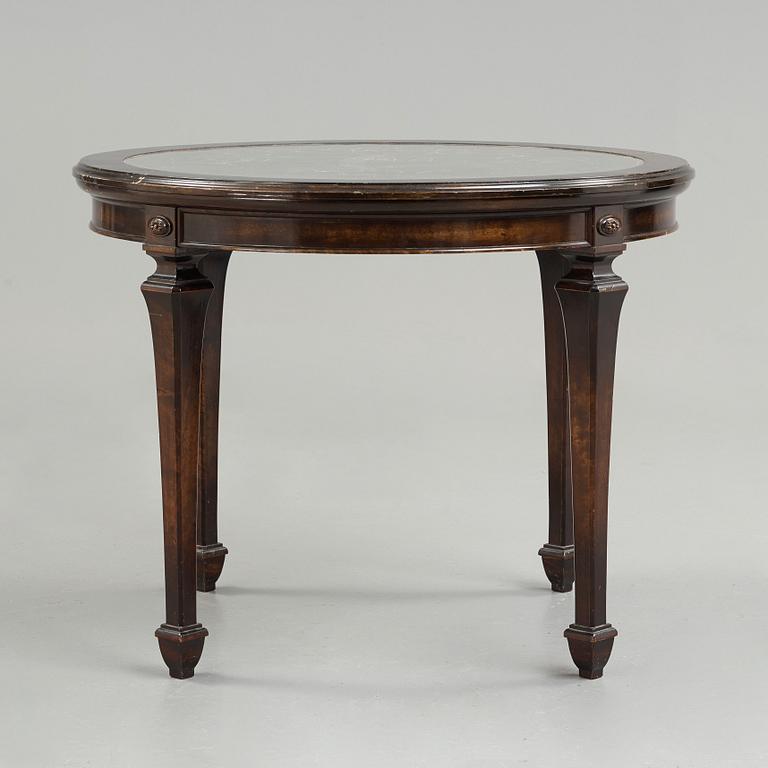 A Nils Fougstedt engraved pewter top table, Svenskt Tenn, Stockholm 1926.