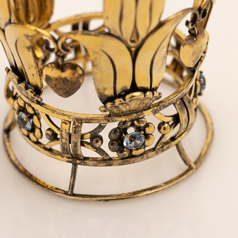 Brudkrona, förgylld silver, 1949.