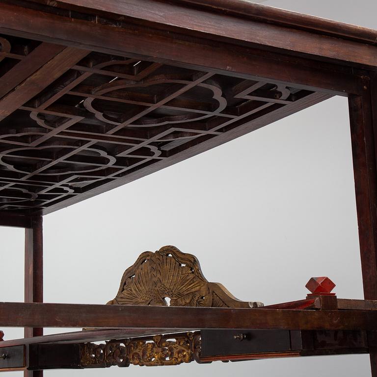 A large Chinese bed, partly Qing dynasty.