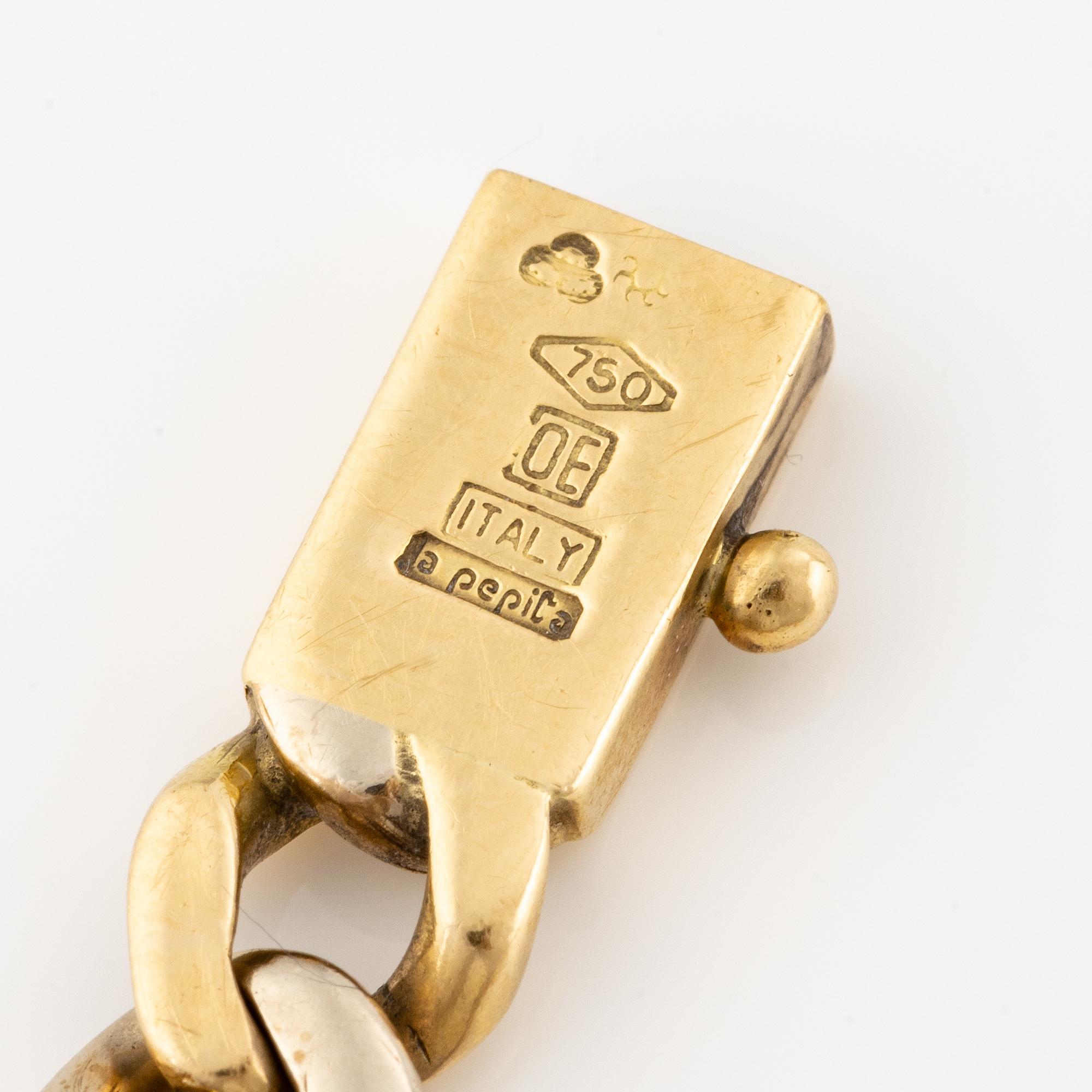 Bracelet 18K gold curb link, two-tone.