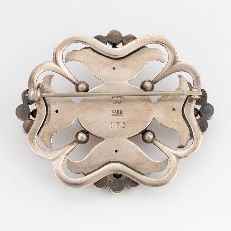 Georg Jensen brosch 173 silver med bärnsten.