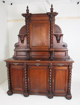 SKÄNKSKÅP, barockstil, beställt av och märkt John Tesch Anno 1882.