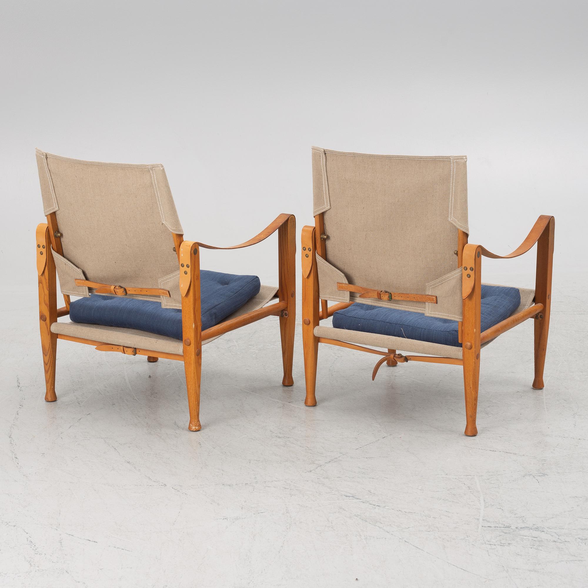 Kaare Klint, fåtöljer, ett par, "Safari Chair", Rud. Rasmussen, Danmark.