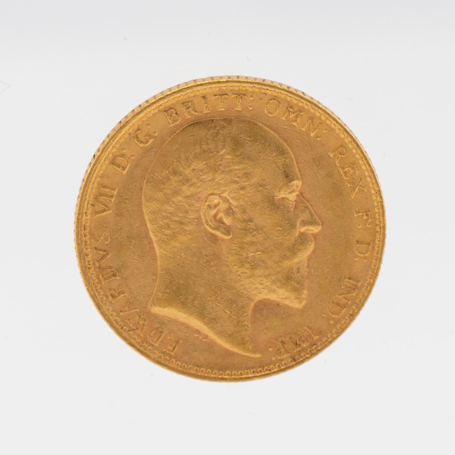 Gold coin Edward VII Great Britain 1905.