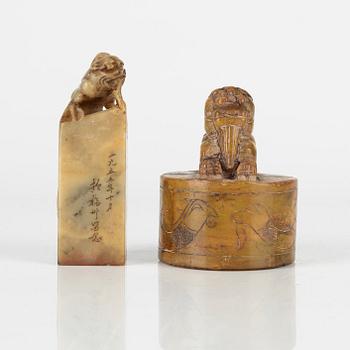 Two Chinese seal stamps, circa 1900.