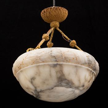 An early 20th century alabaster ceiling lamp.