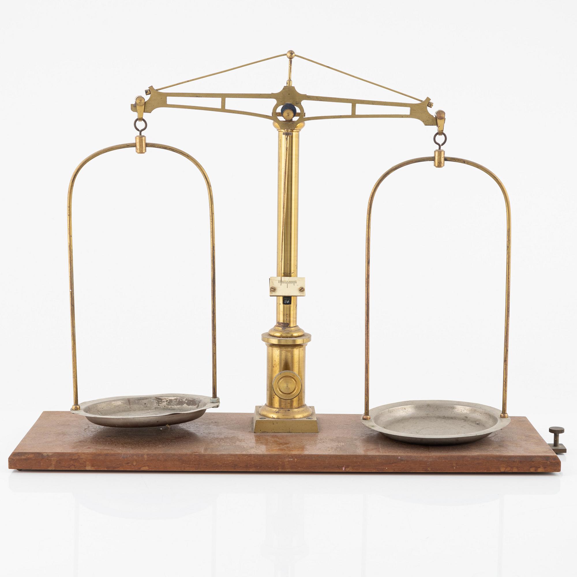 Scale with weights, mid-20th century.