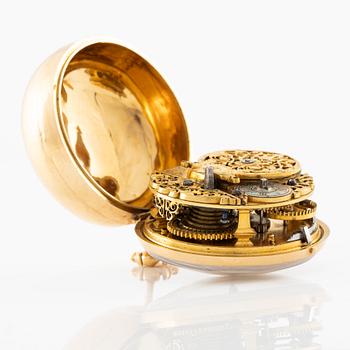 A gold twin-case pocket watch by Paul Lullin (watchmaker in London fl. ca 1710-30).