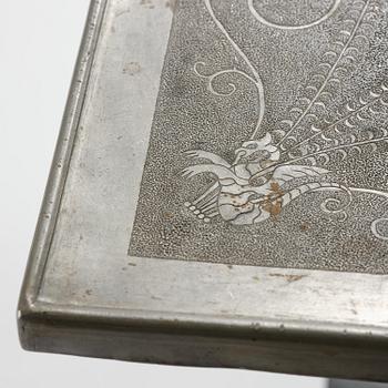 Anna Petrus, a pewter top tray table on a base by Uno Åhrén, executed in her studio, Stockholm, ca 1922-25.