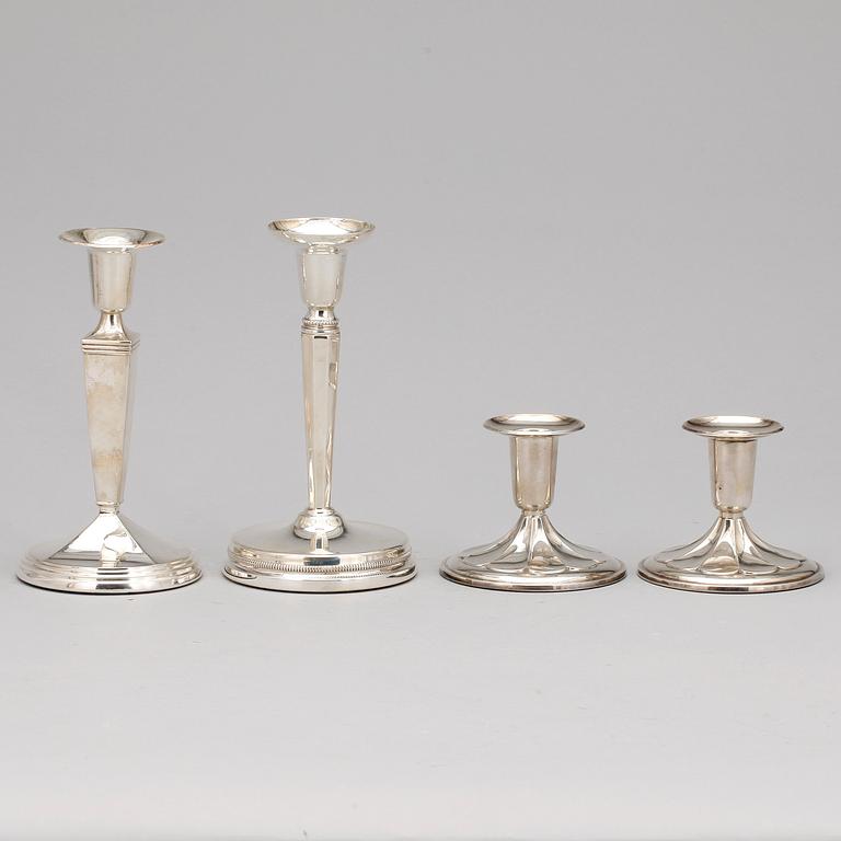 LJUSSTAKAR, 4 st, silver, bla Ceson, Göteborg 1972.