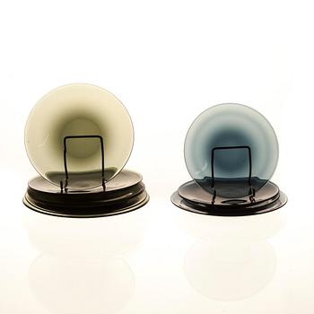 TALLRIKAR, 11 st, glas, signerade Timo Sarpaneva -56, Iittala.