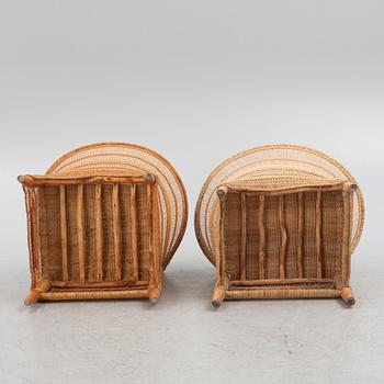 A rattan sofa and a pair of armchairs, second half of the 20th century.