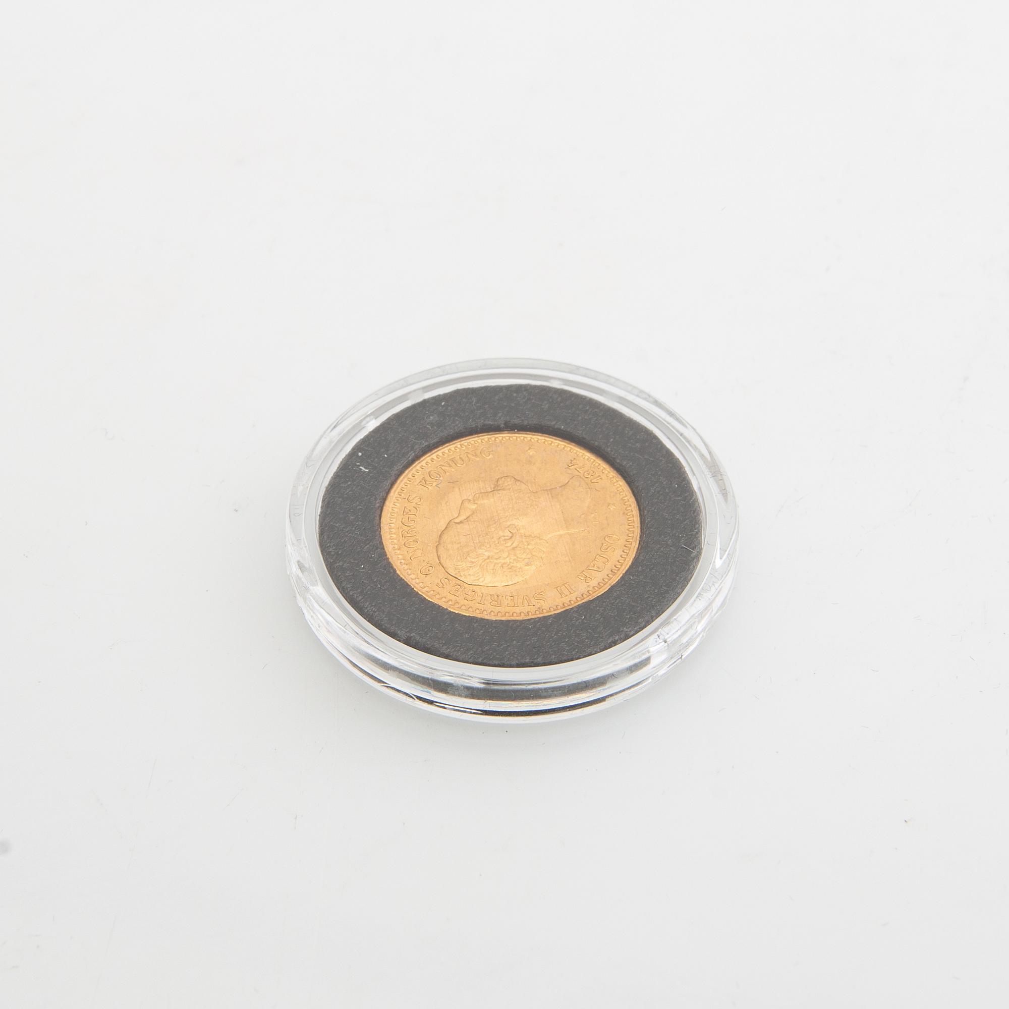 Guldmynt Sverige, Oscar II 10 kr, 1874 på 1873.