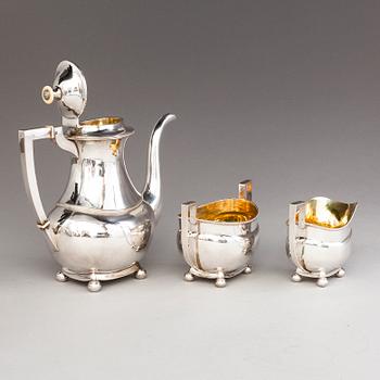 VILLE (Wilhelm) PORTHAN, KAFFESERVIS, 3 delar, silver, Viborg 1919.