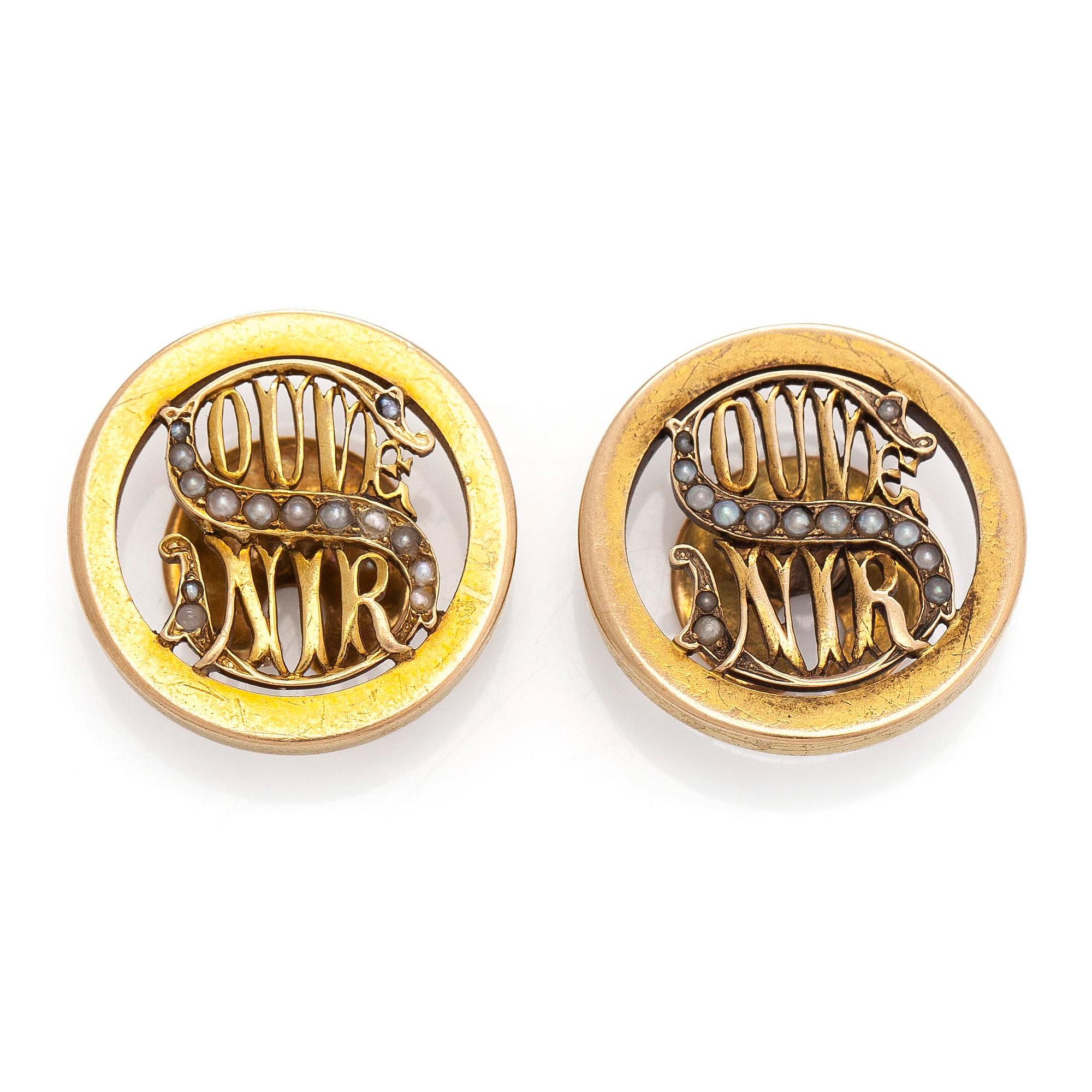 Cufflinks, pearls, 14K (56) gold.